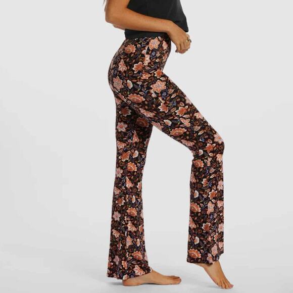 Billabong Sundown High Waisted Flared Pants Black Pebble Size Small Stretch - Picture 7 of 12